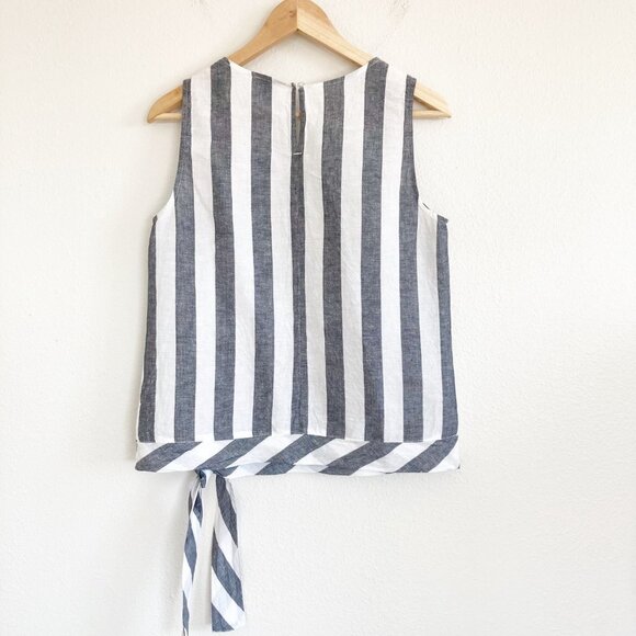 J. Crew Printed Tie Waist Stripe Sleeveless Top - Picture 6 of 10